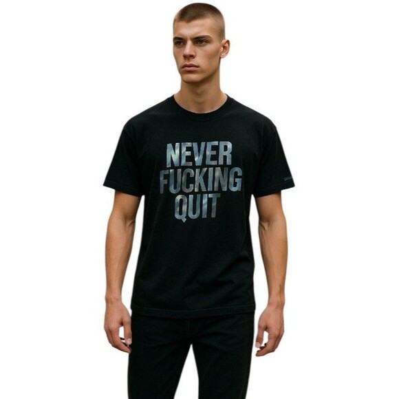 NFQ (Never F*cking Quit) T-Shirt Mens Camo Graphic Short Sleeve Size Large Black - Picture 9 of 9